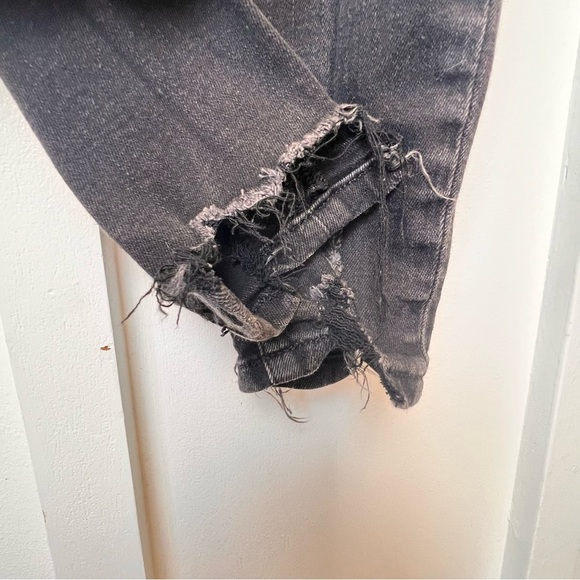 American Eagle Women Jeans Size 0 Short High Rise Jegging Black Distressed Holes - Picture 9 of 11